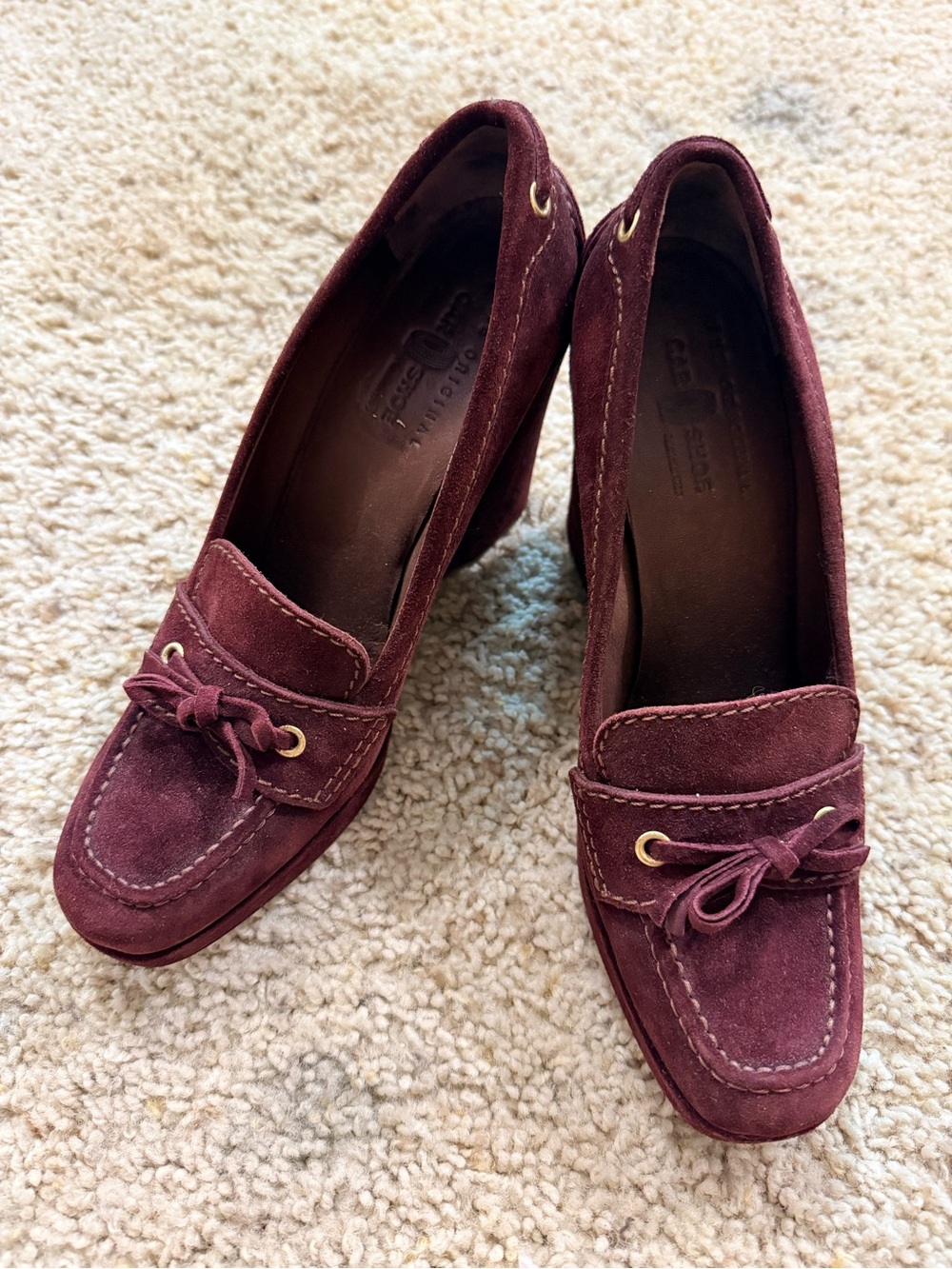 Car Shoe Suede Driving Loafers Women’s EU 37.5 Burgundy Moc Toe Italy